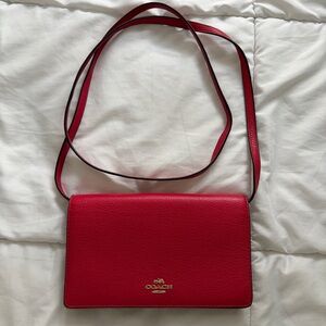 Coach hot pink pebble leather crossbody